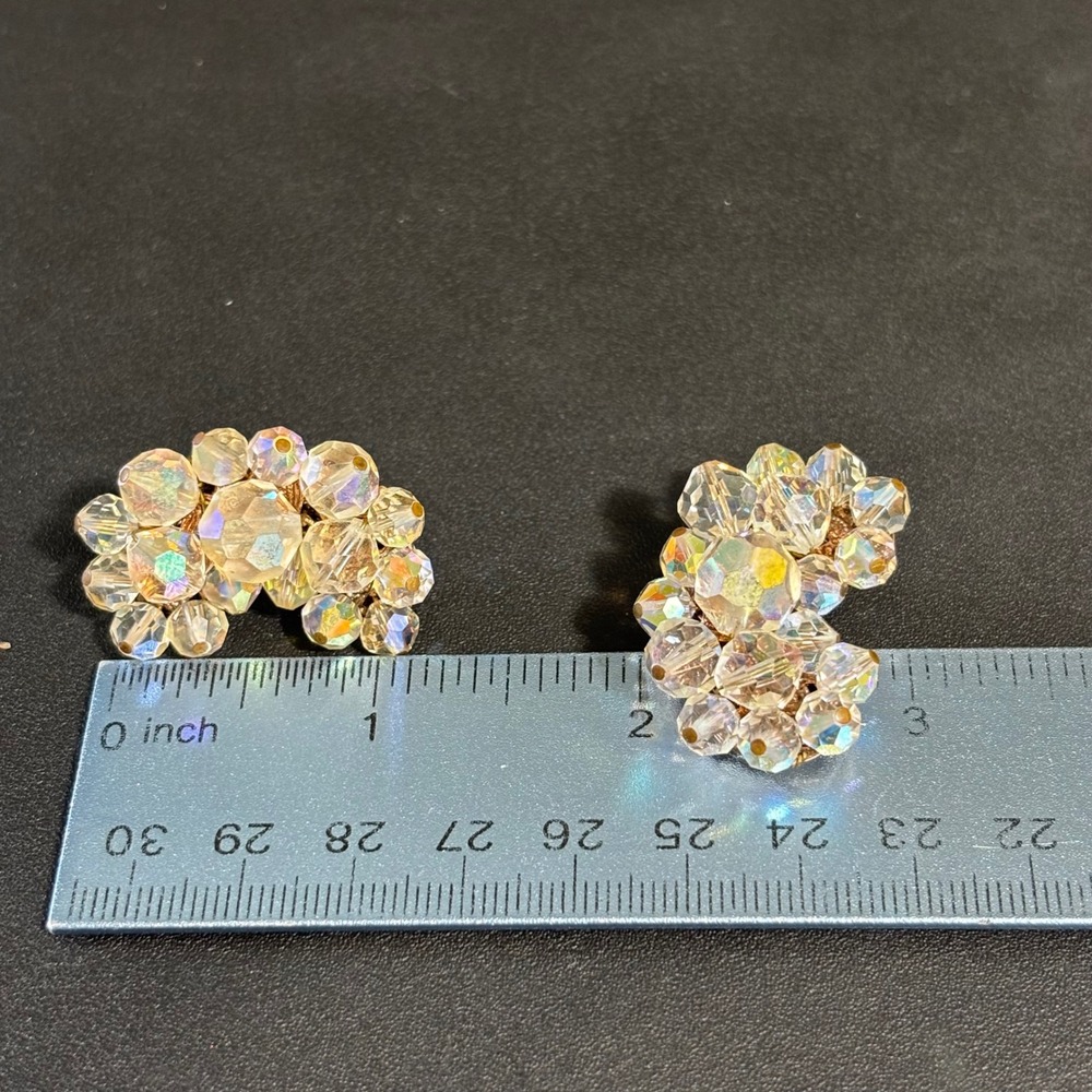ALICE CAVINESS Clear AB Crystal Climber Gold-Tone Vintage Clip Earrings ER1 - Picture 5 of 10